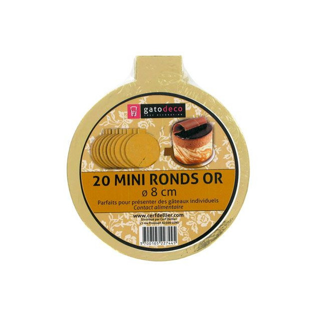 Bases para tartas mini redondas doradas Ø 8 cm (x20) Gatodéco 