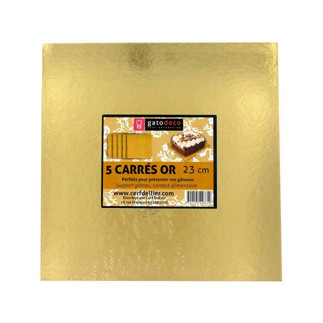 Base para tartas cuadradas doradas 23 cm (x25) Gatodéco 