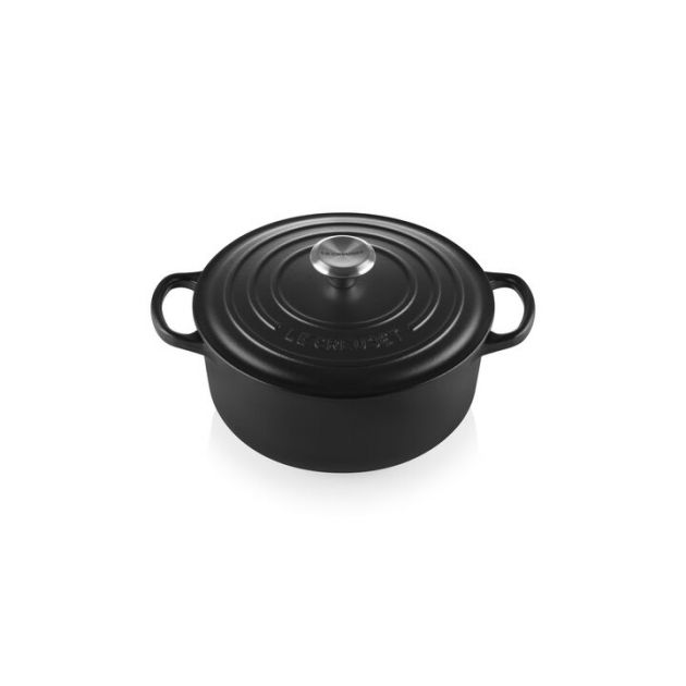 Cocotte de Hierro Fundido 22 cm Redonda Negro Mate Signature Le Creuset