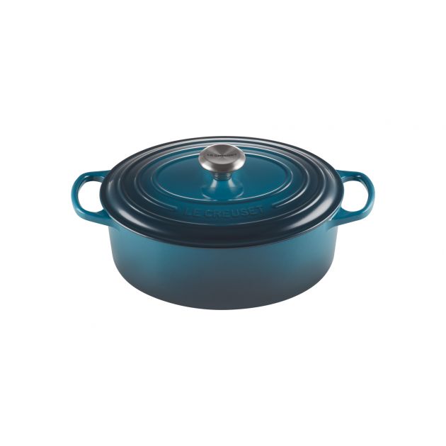 Cocotte de Hierro Fundido Ovalada 31 cm Azul Deep Teal Signature Le Creuset