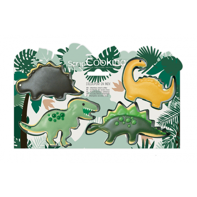 Cortadores de Galletas Dinosaurio x4 Scrapcooking 