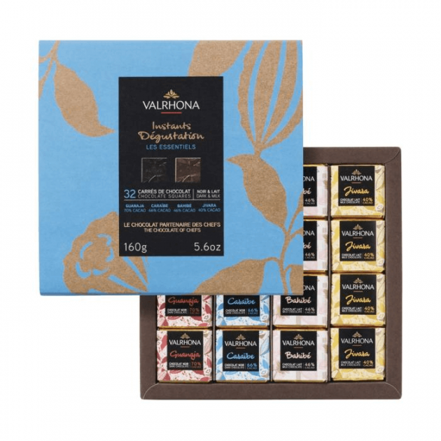 Caja Cuadritos de Chocolate con Leche y Chocolate Negro (x32) Les Essentiels 160 g Valrhona