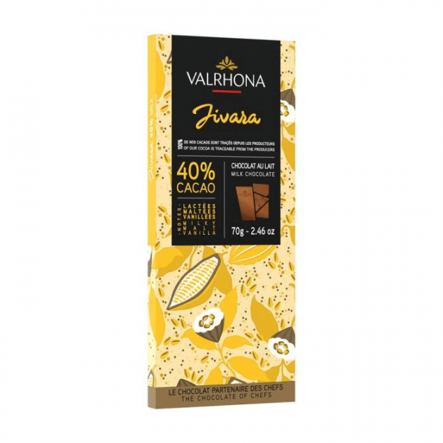 Tableta de Chocolate con Leche Jivara 40 % 70 g Valrhona 