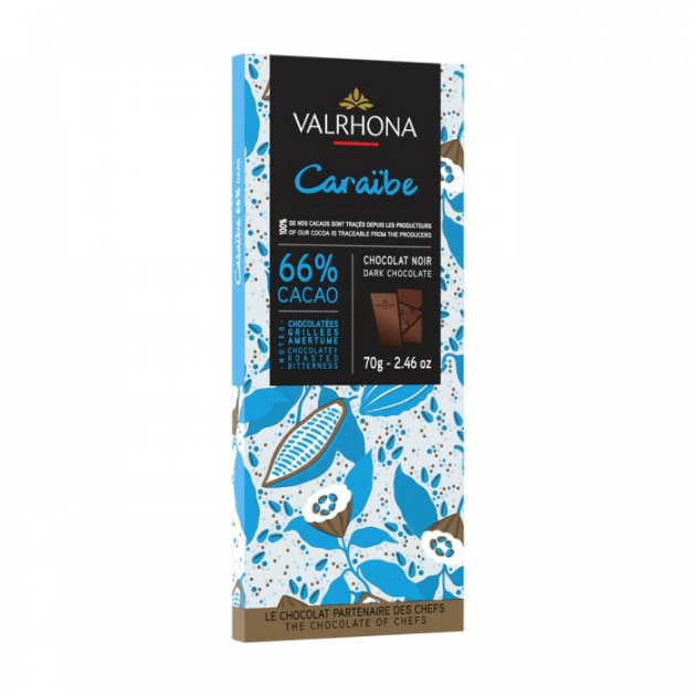 Tableta de Chocolate Negro Caraïbes 66 % 70 g Valrhona 