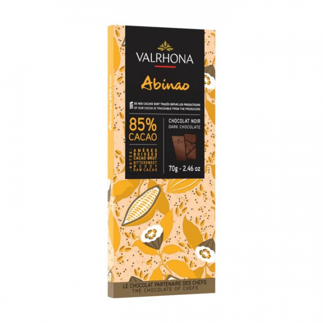 Tableta de Chocolate Negro Abinao 85 % 70 g Valrhona 