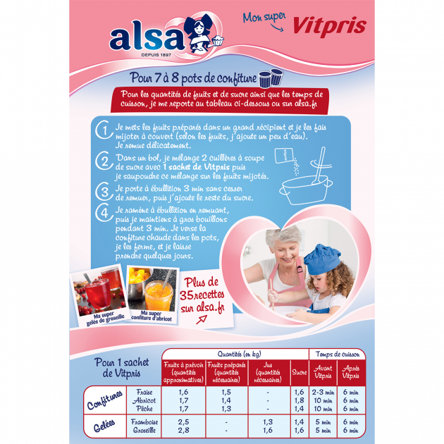 Receta para Pectina de frutas para mermeladas Vitpris Alsa 188g