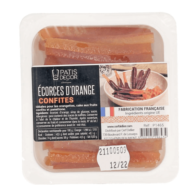 Cáscara de Naranja Confitada en Tiras 145g Patisdécor 