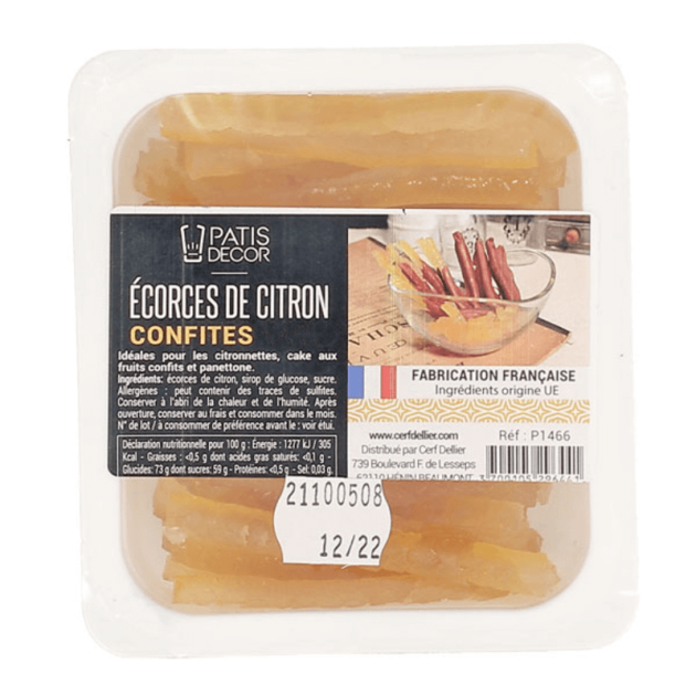 Cáscaras de Limón Confitadas en Tiras 145g Patisdécor 