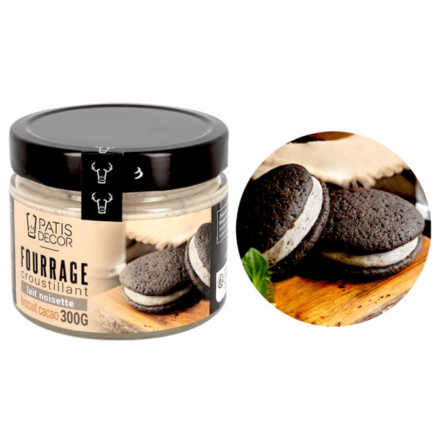 Crema de Leche Avellanas y Galletas de Cacao para Rellenar 300 g Patisdecor 