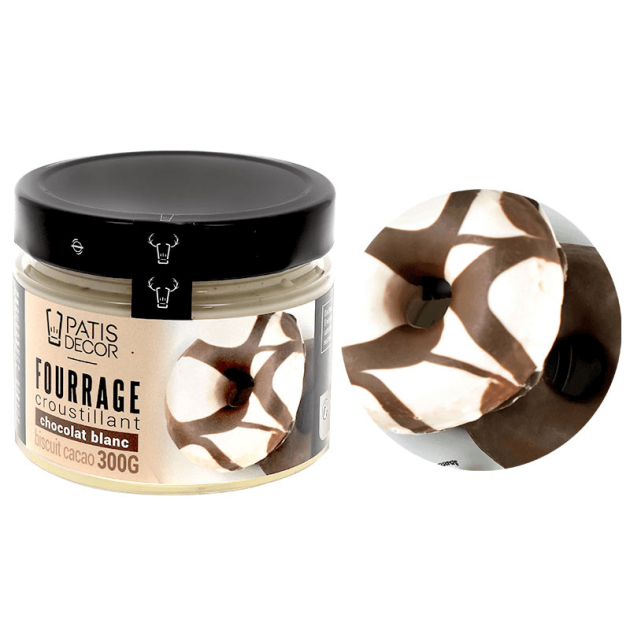 Crema de Chocolate Blanco y Galleta de Cacao para Rellenar 300 g Patisdécor 
