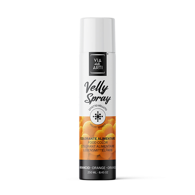 Spray Terciopelo Naranja 250 ml Colorante Alimentario Velly Spray Pro