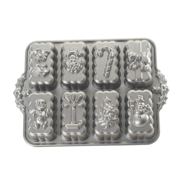 Molde para Bizcochos Mini Holiday Loaves (x8) Silver Nordic Ware 