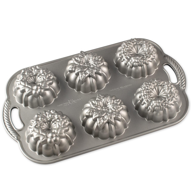 Molde Bizcochos Navidad Wreathlettes (x6) Silver Nordic Ware 
