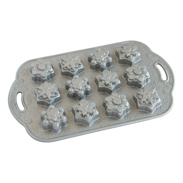 Molde para Bizcochos Copos de Nieve (x12) Silver Nordic Ware 