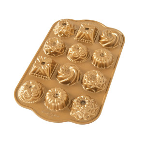 Molde para Bizcochos Bundt Charms (x12) Gold Nordic Ware