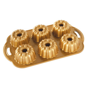 Molde Anniversary Bundtlette Pan (x6) Gold Nordic Ware