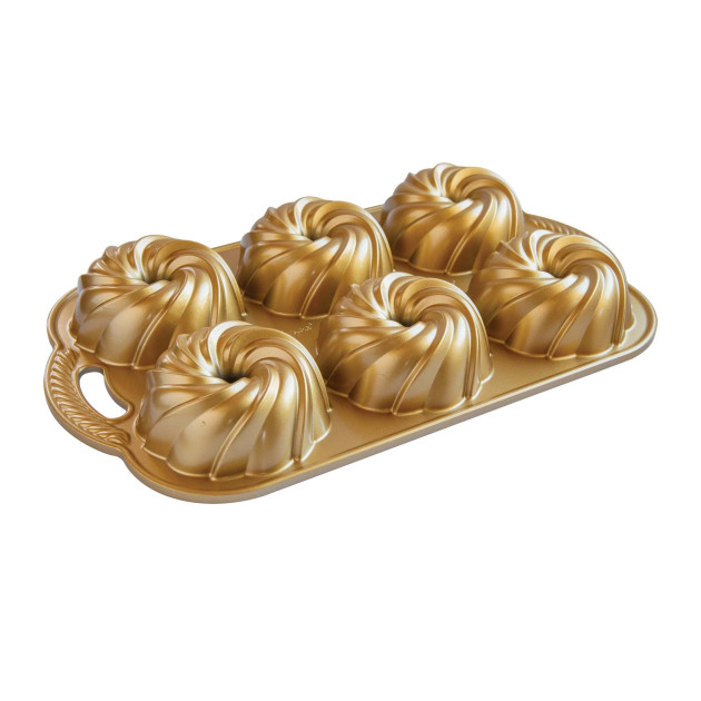Molde Bundtlette Pan Swirl (x6) Gold Nordic Ware 