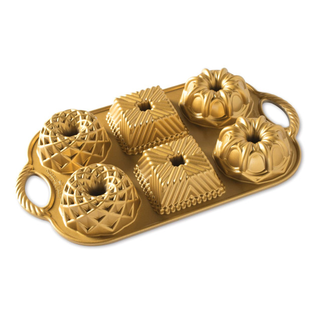 Molde Geo Bundtlette Pan (x6) Gold Nordic Ware 