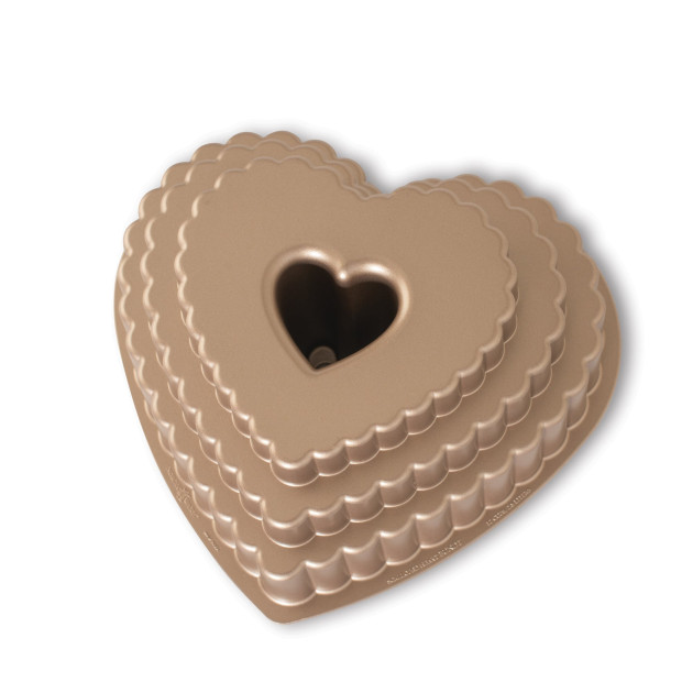 Molde Corazón Bundt Cake Tiered Heart Toffee Nordic Ware 
