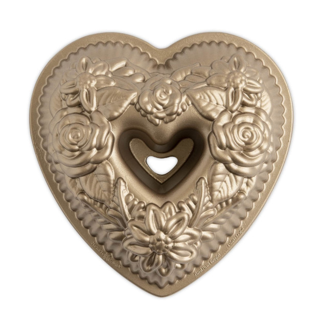 Molde Bundt Cake Floral Heart Bouquet Toffee Nordic Ware 