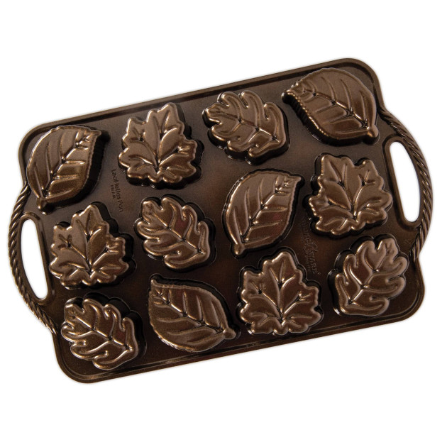 Molde Hojas de Otoño para Bizcochos (x12) Bronze Nordic Ware 