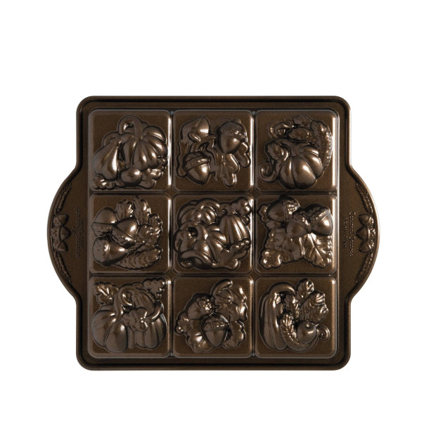 Molde Bizcochos Cuadrados de Otoño (x9) Bronze Nordic Ware 