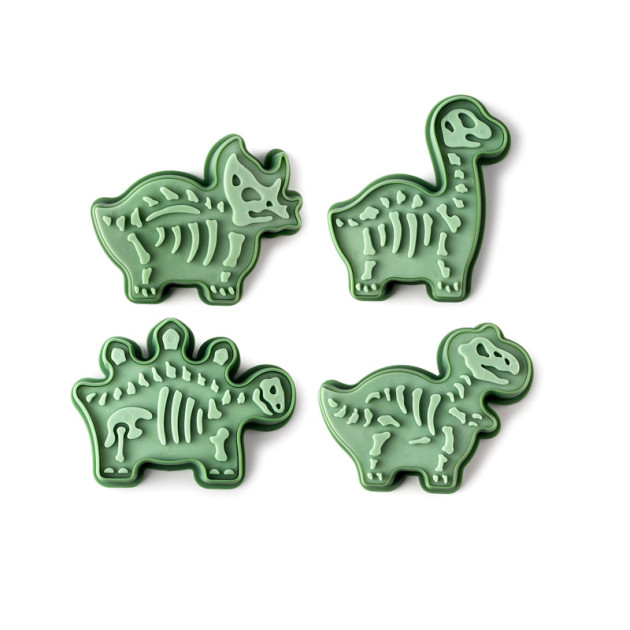 Cortapastas Dinosaurios con Sello Para Galletas (x4) Ibili 