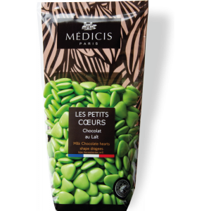 Peladillas de Chocolate con Leche Corazoncitos Verde Anís 250g Médicis
