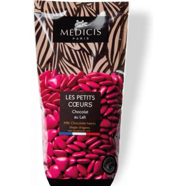 Peladillas de Chocolate con Leche Corazoncitos Magenta 250g Médicis 
