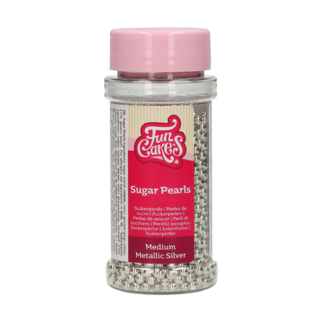 Perlas de azúcar plateado metálico 80 g Funcakes