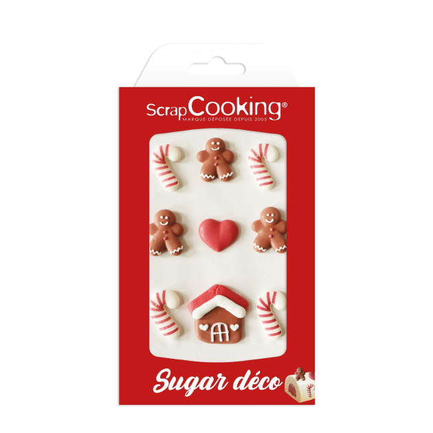 Figuras de azúcar muñeco de jengibre y bastón de caramelo Scrapcooking 
