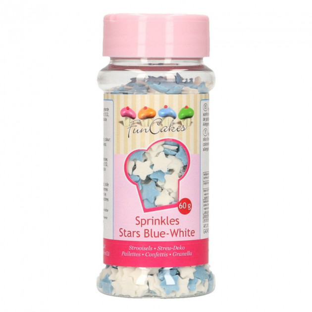 Estrellas de azúcar azules y blancas 60 g Funcakes 