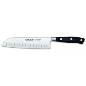 Cuchillo Santoku Alveolado Acero Inoxidable 18 cm Negro RIVIERA Arcos