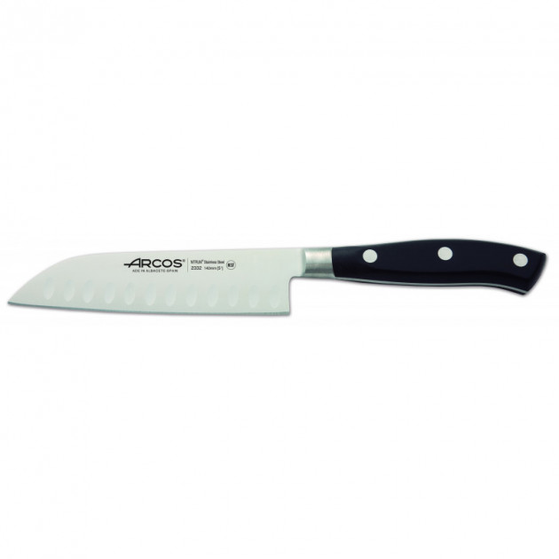 Cuchillo Santoku Alveolado Acero Inoxidable 14 cm Negro RIVIERA Arcos 