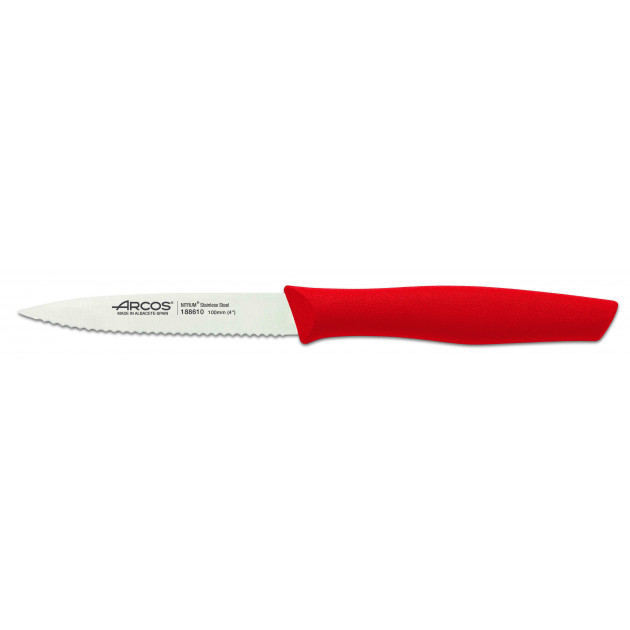 Cuchillo Mondador Acero Inoxidable Con Sierra 10 cm Rojo NOVA Arcos 