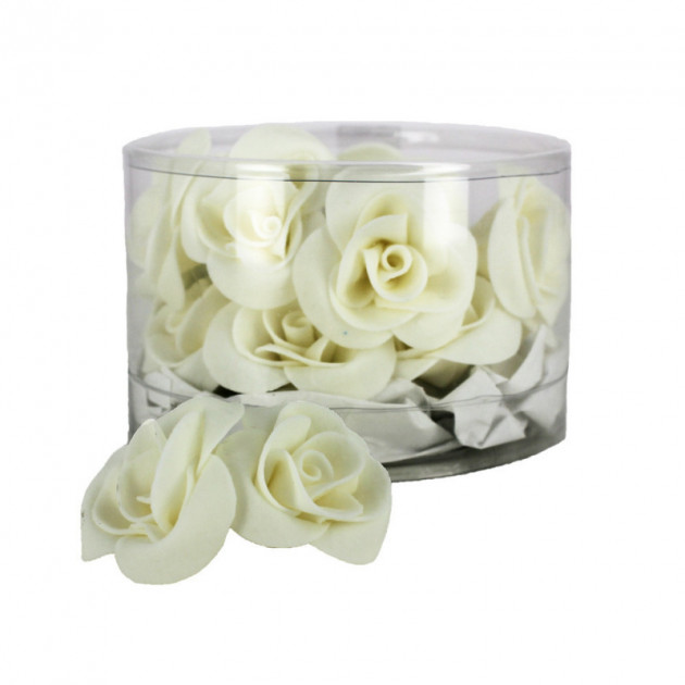 Flores comestibles para tartas Rosas blancas Ø 3,5 cm (x15) Mallard Ferrière 